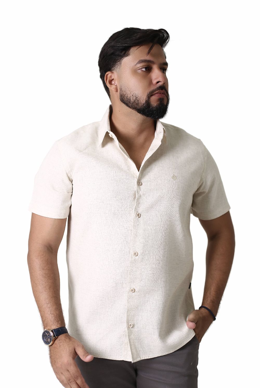 CAMISA LINHO MAS MANGA CURTA SLI