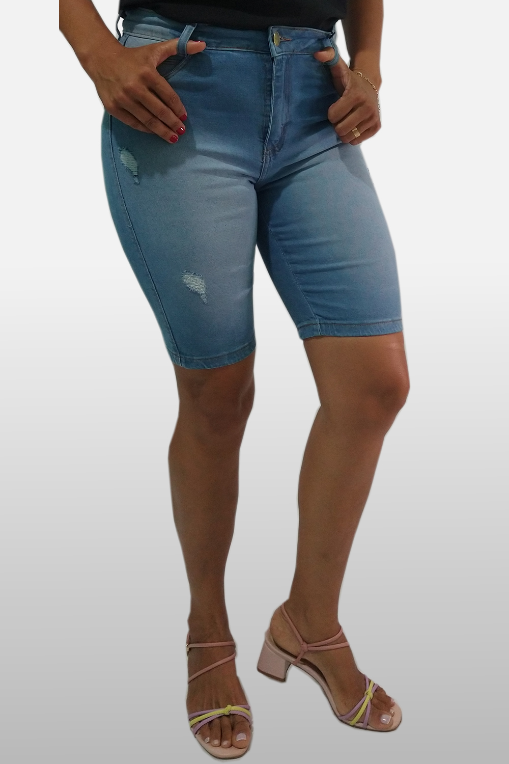 BERMUDA JEANS EL FEM PEDAL ALTA