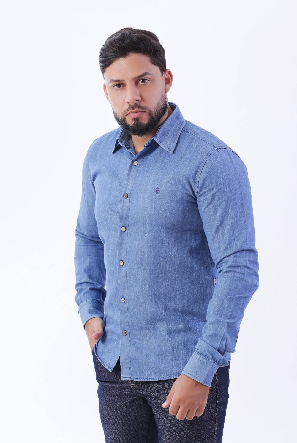 CAMISA JEANS MAS MANGA LONGA SLI 
