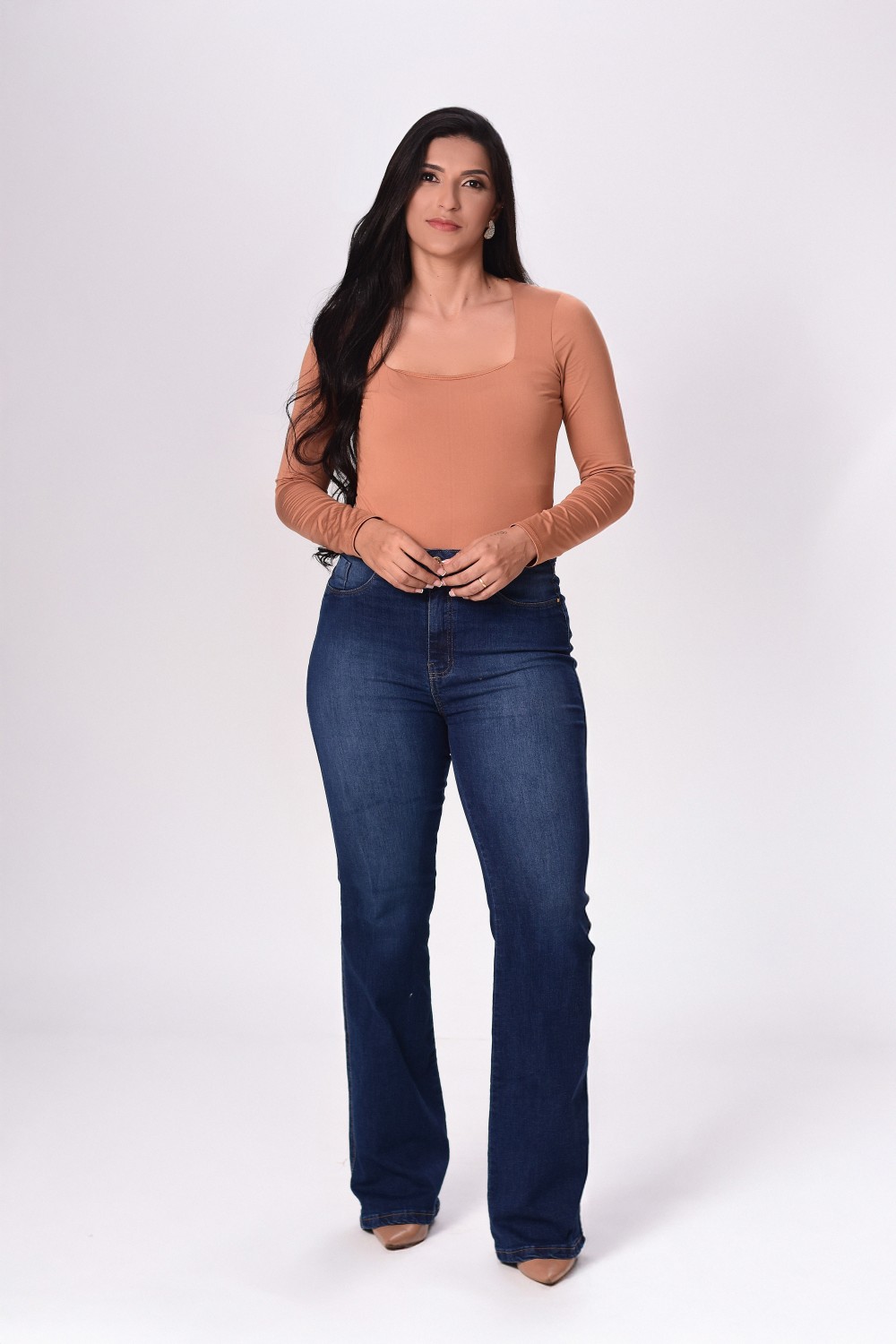 CALCA JEANS ELAST FEM FLARE ALTA