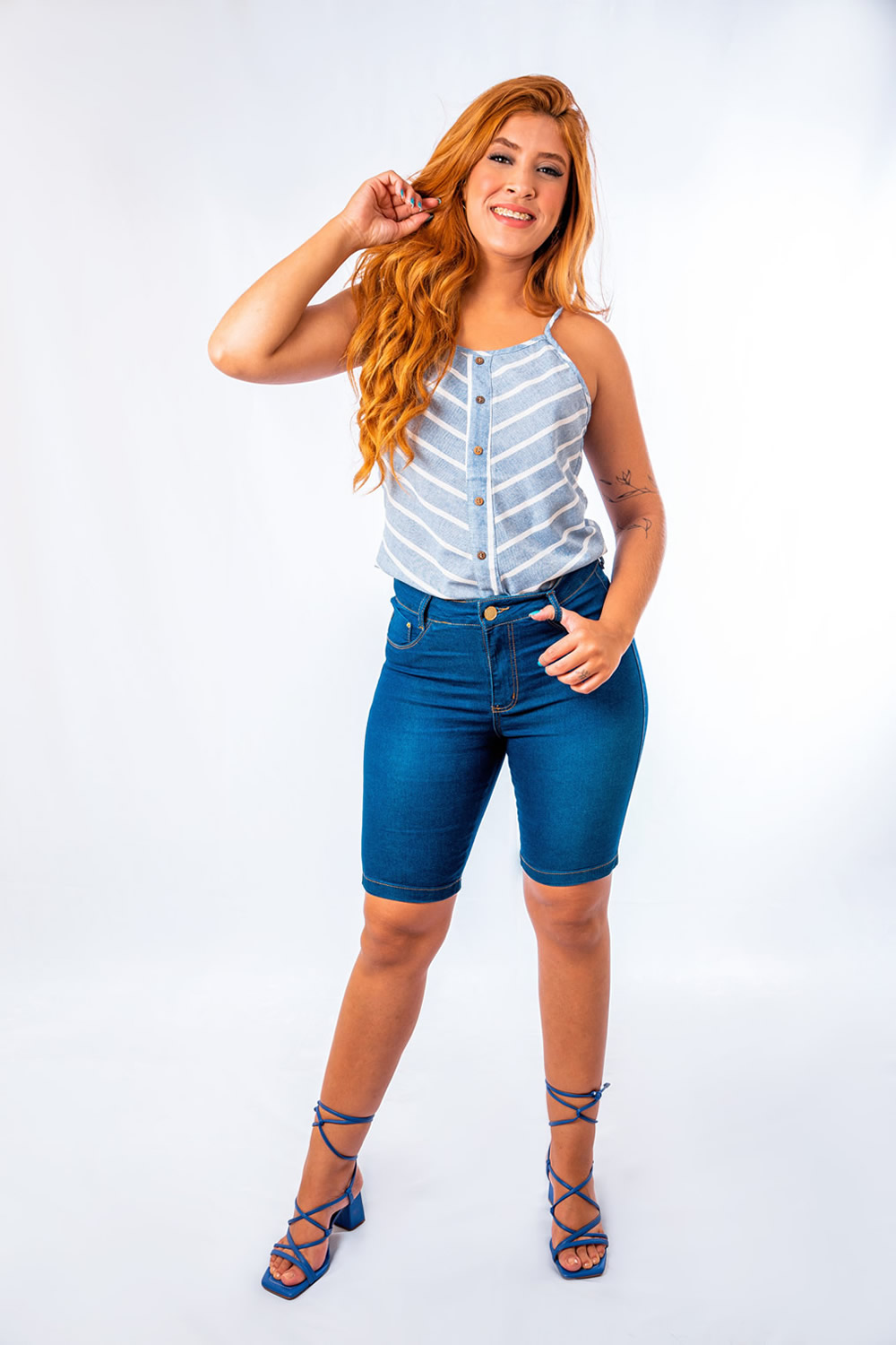 BERMUDA JEANS EL FEM PEDAL ALTA