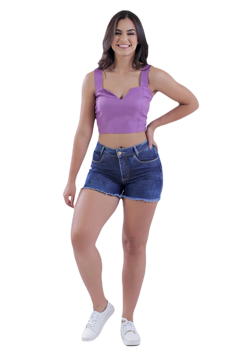 SHORT JEANS ELASTANO FEM MEIA COXA ALTO  2123504