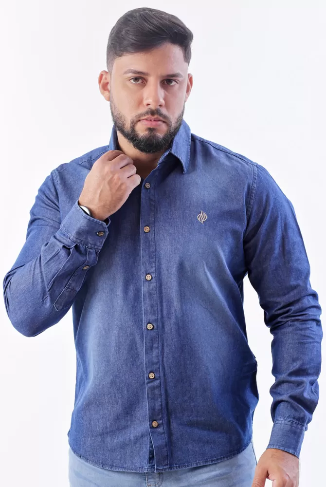 CAMISA JEANS MAS MANGA LONGA SLI 