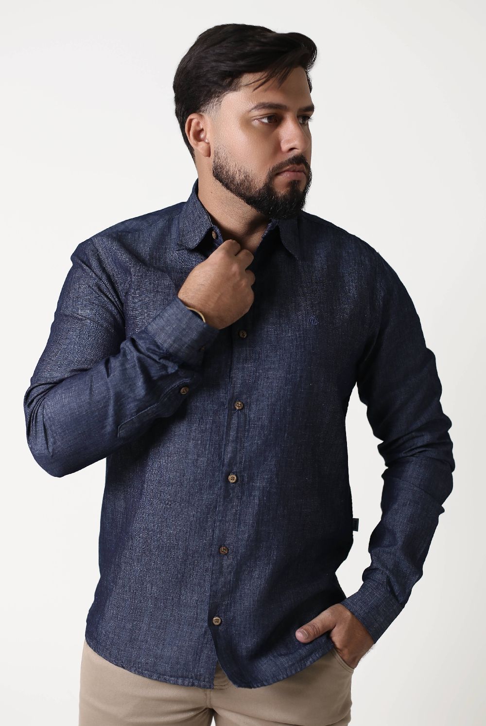 CAMISA JEANS MAS MANGA LONGA SLI