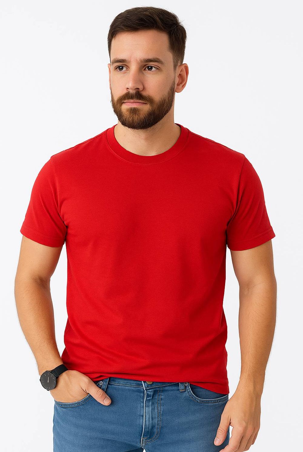 CAMISETA MALHA MAS GOLA O na cor VERMELHA
