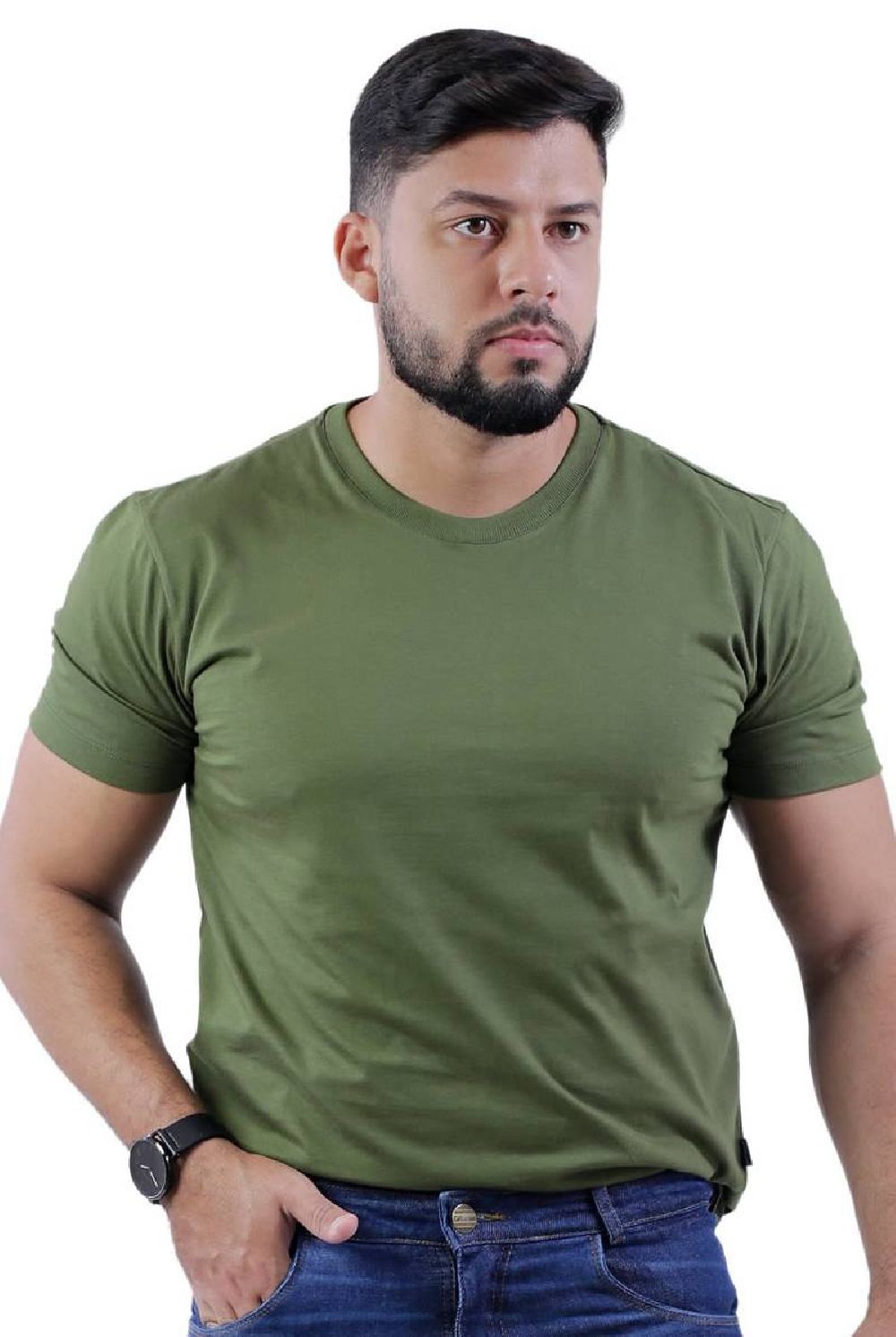 CAMISETA MALHA MAS GOLA O na cor VERDE
