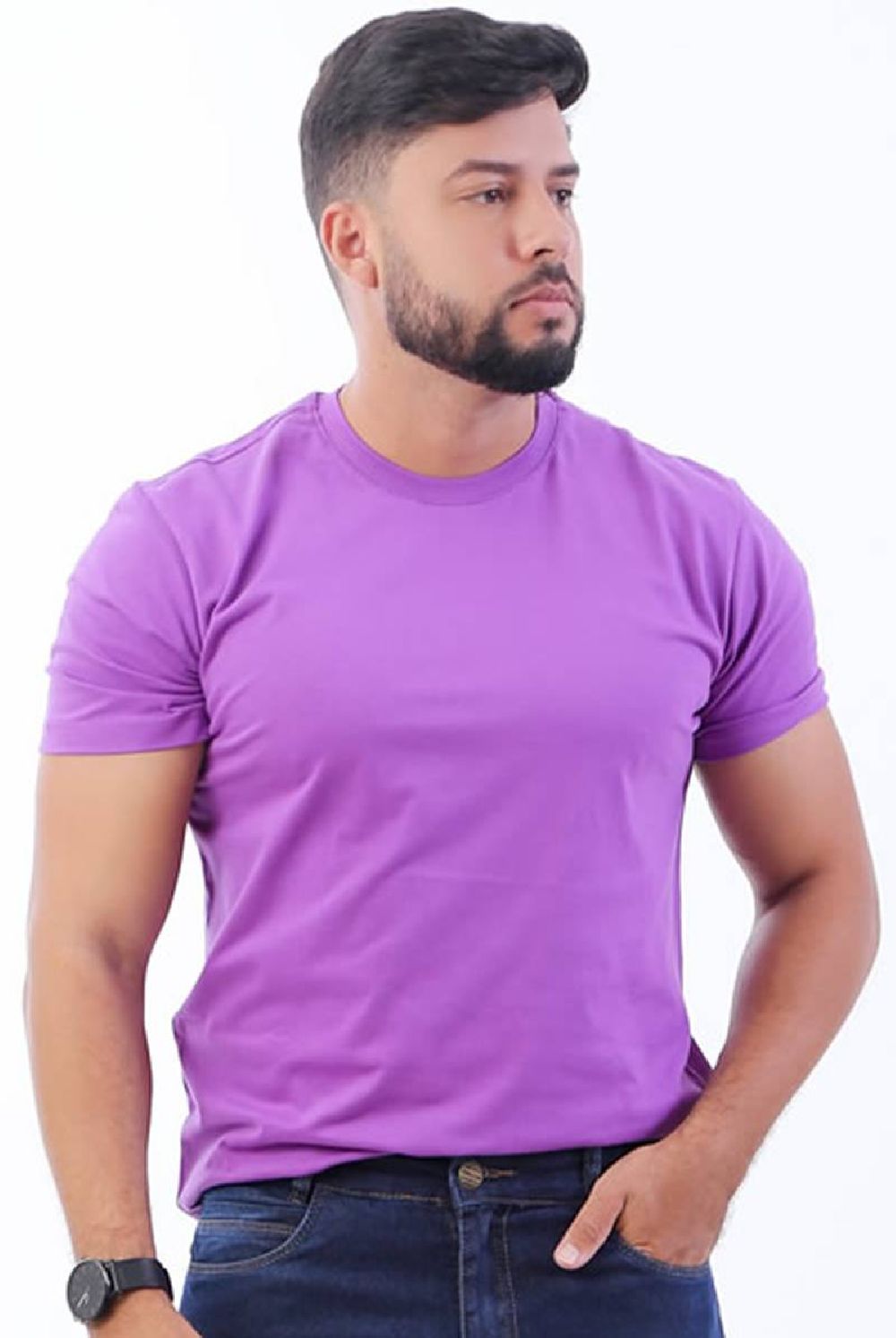 CAMISETA MALHA MAS GOLA O na cor ROXO
