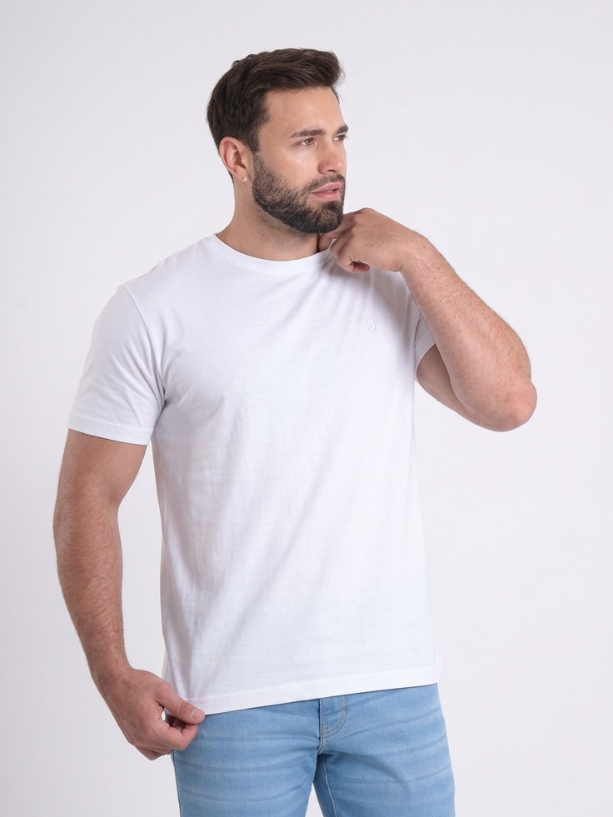 Camiseta Masculina Gola O Básica na cor BRANCO