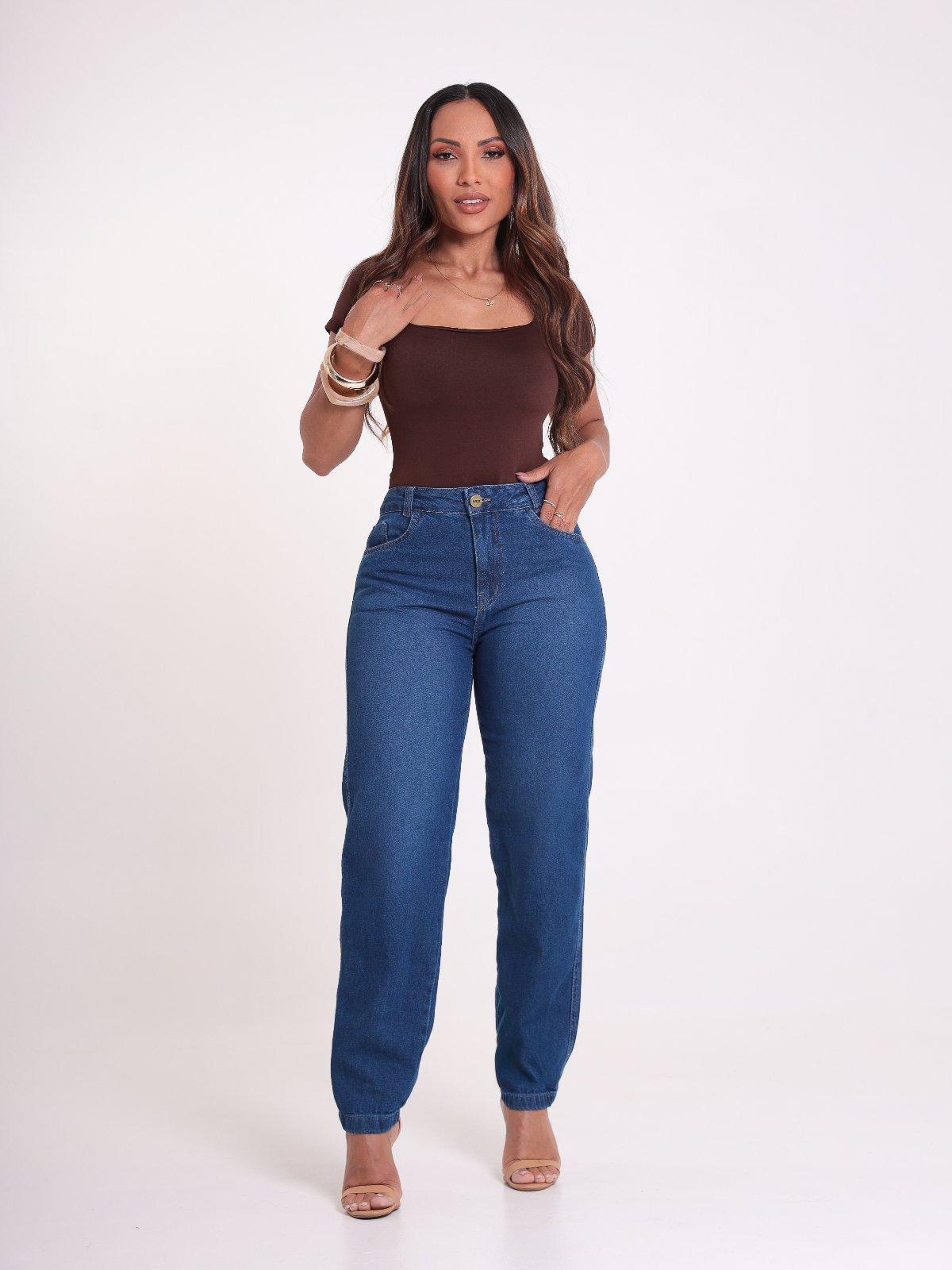 CALÇA BARREL JEANS ALGODAO FEMININA 2126209 UNICA