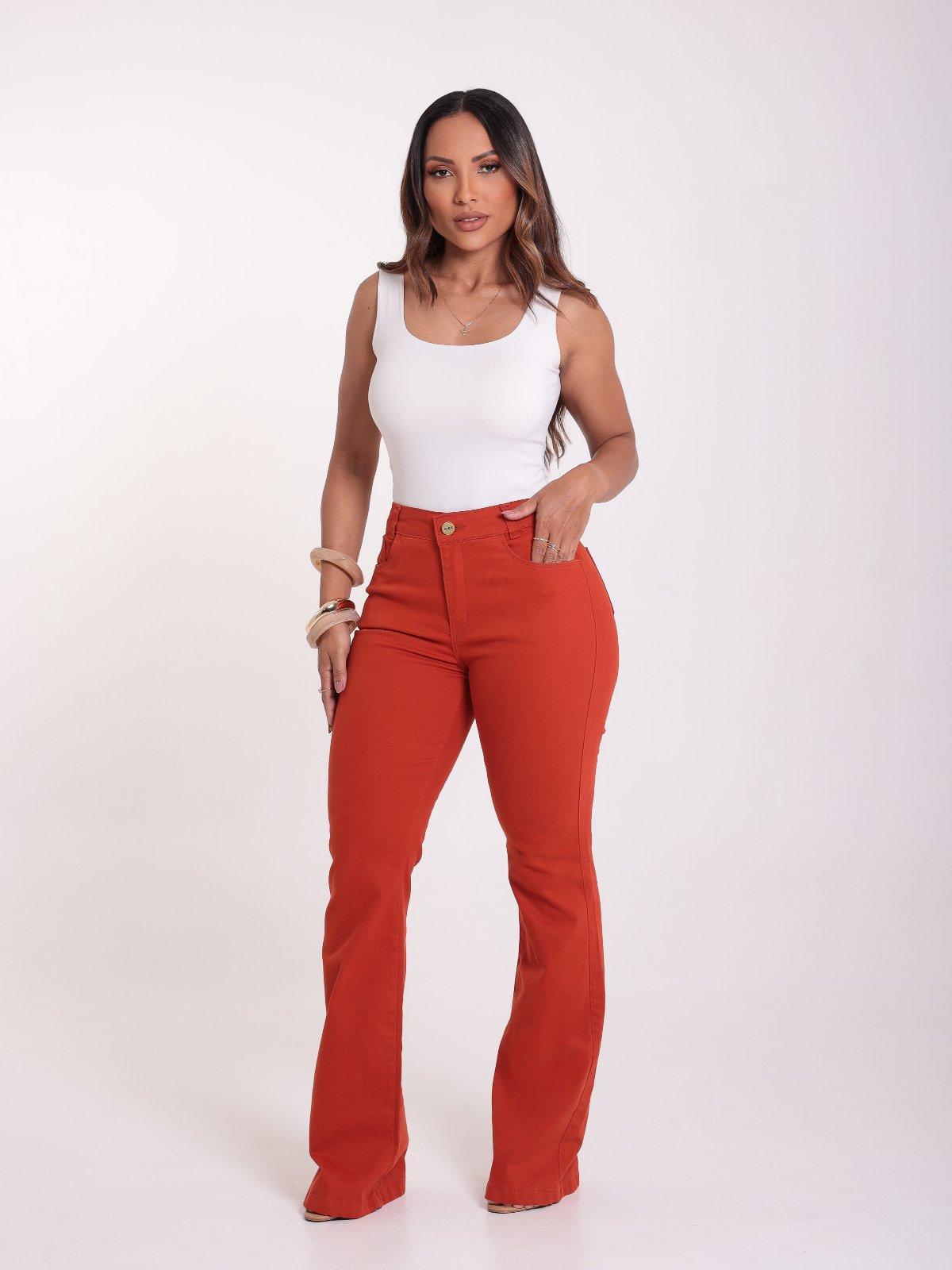 CALÇA FLARE ALTA SARJA ELASTANO FEM 2126211 UNICO 070