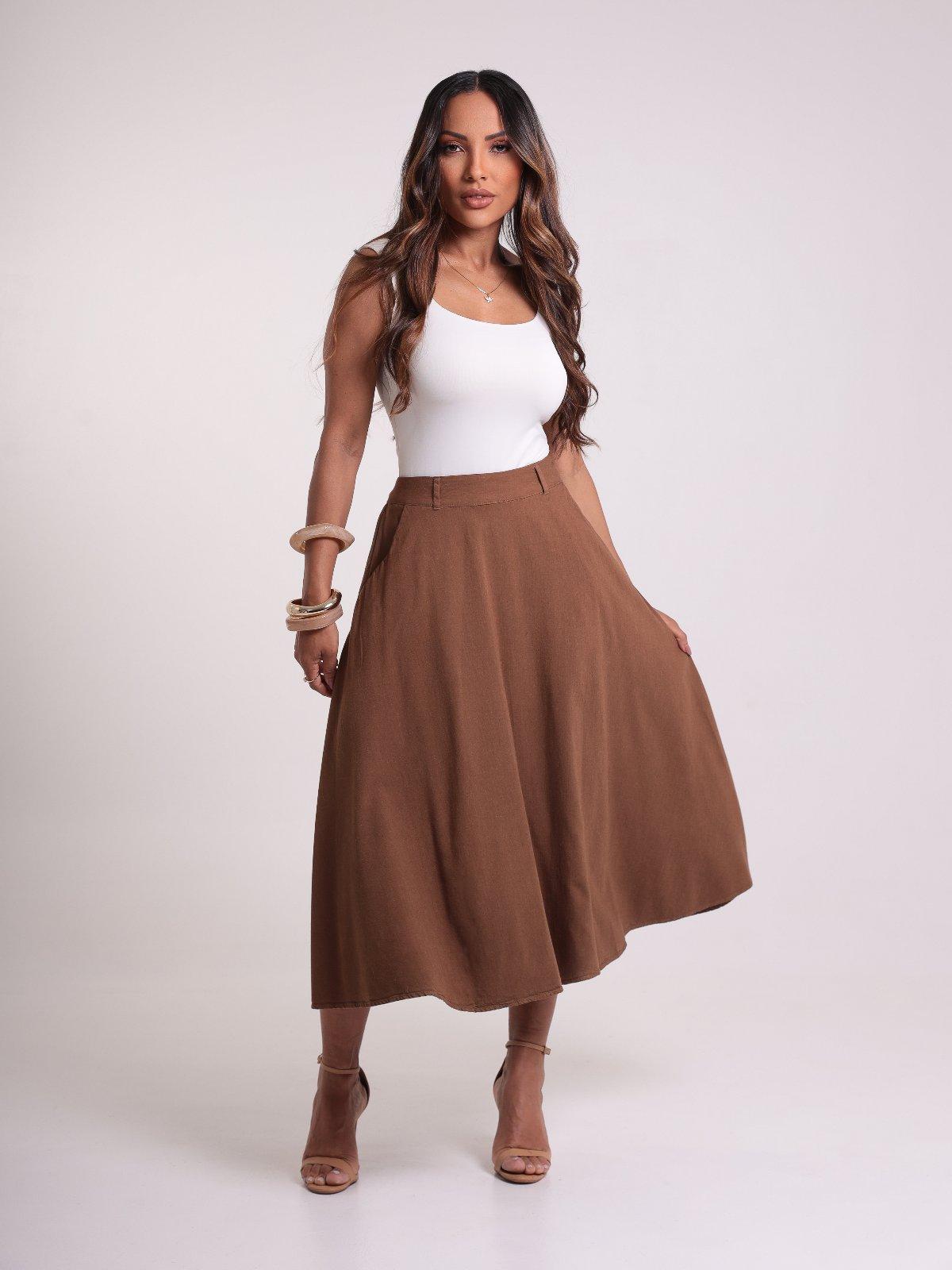 SAIA MIDI GODÊ VISCOSE FEM 2126403