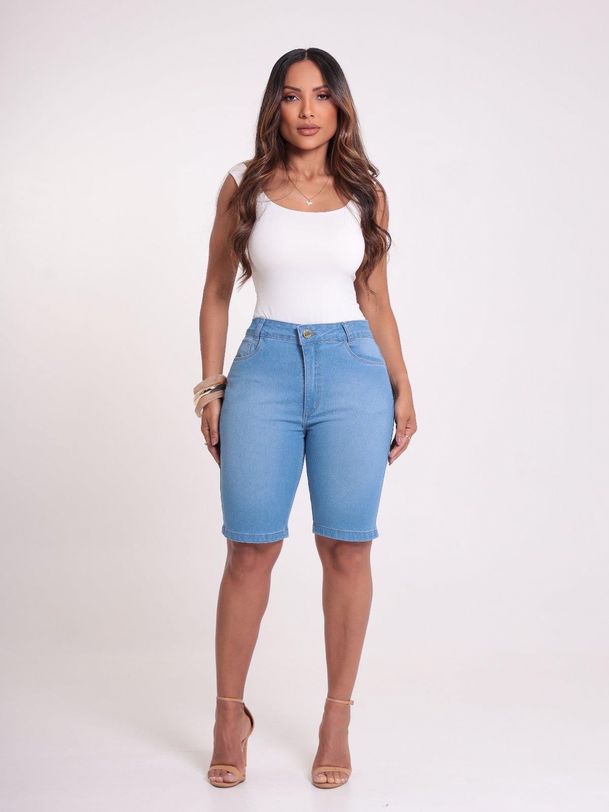 BERMUDA PEDAL ALTA FEM JEANS ELAST 2126603
